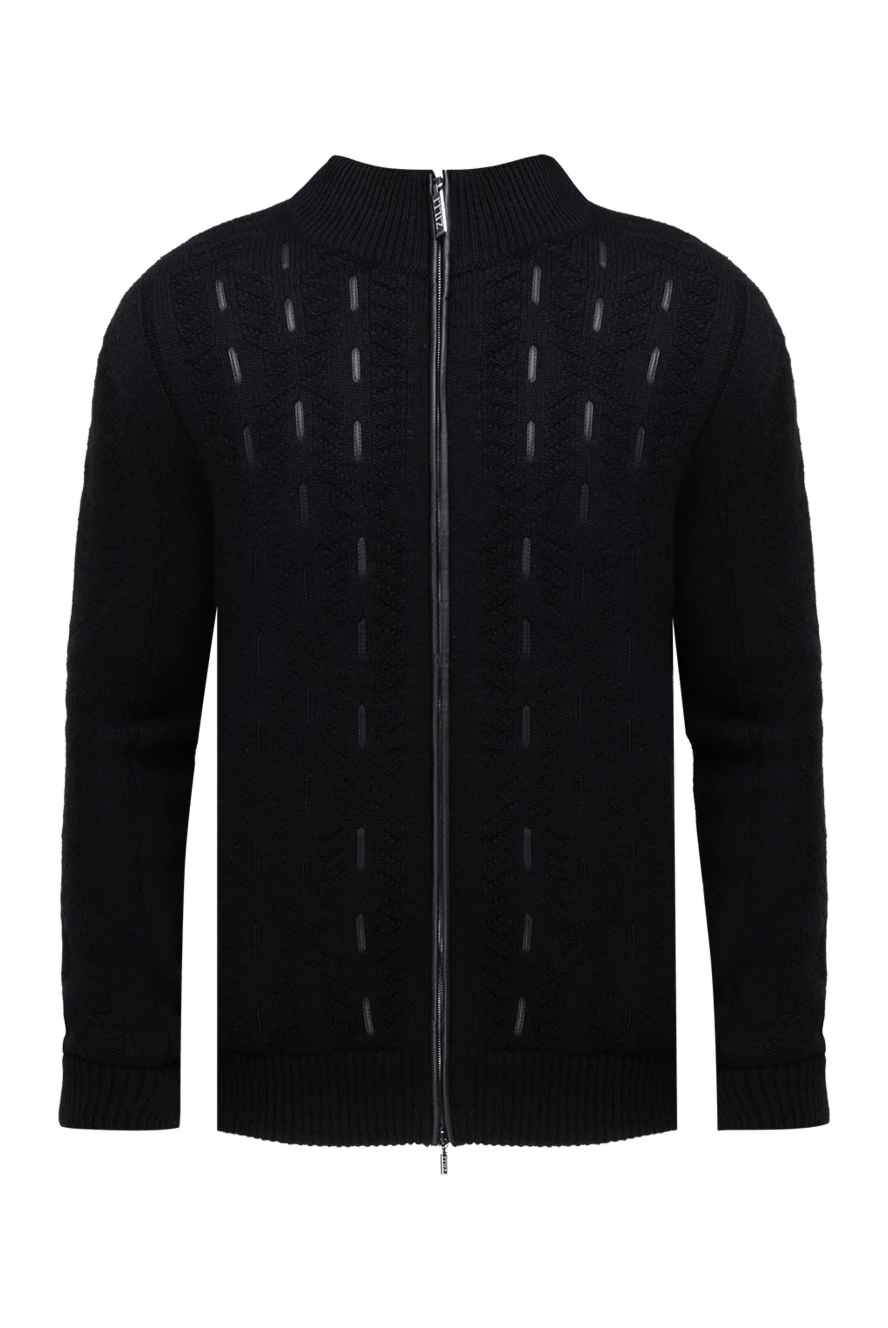 Zilli man men's cardigan made of cashmere, silk and natural fur, black купить с ценами и фото 153476 - photo 1