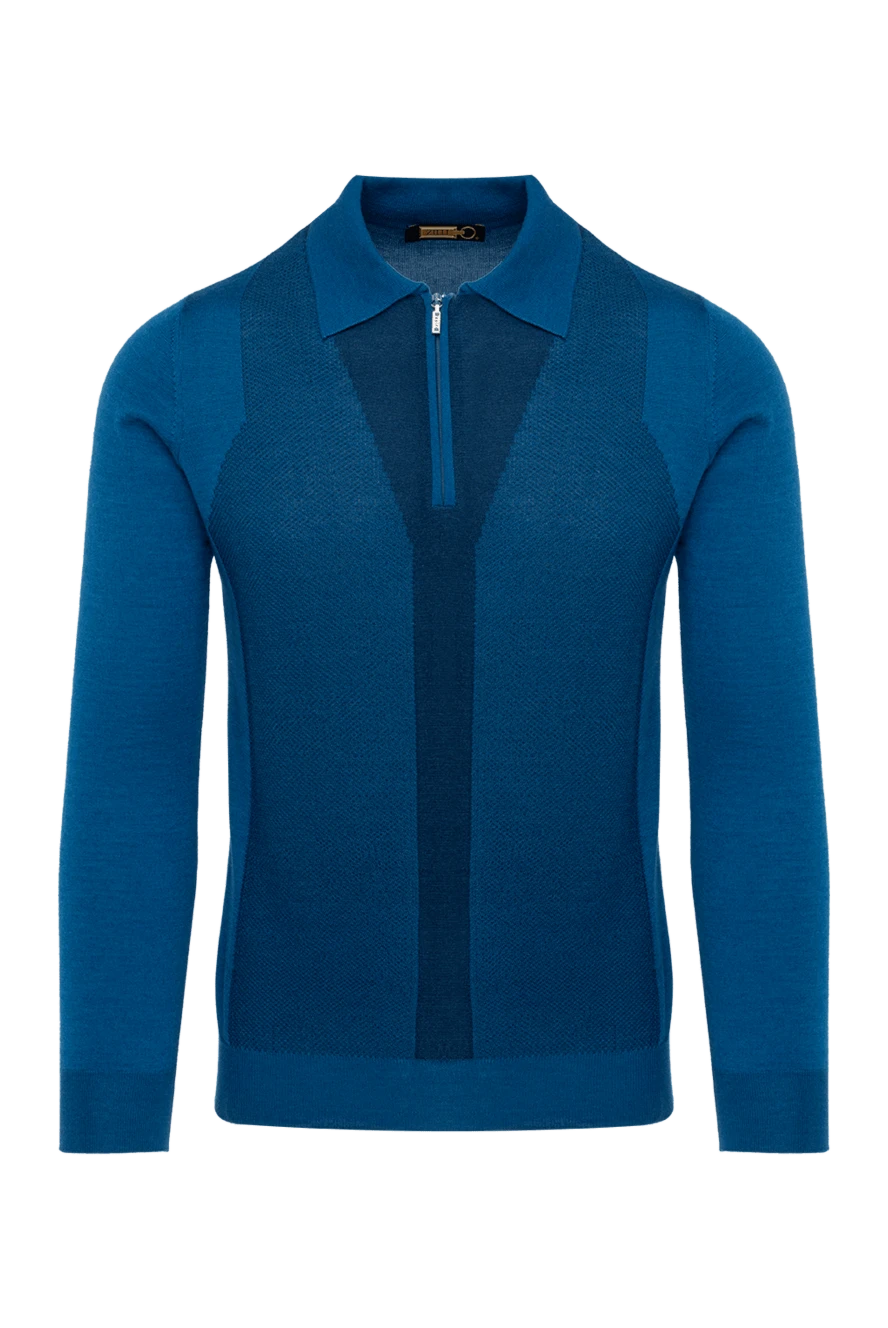 Zilli man long sleeve polo in silk and cashmere blue for men купить с ценами и фото 153513 - photo 1