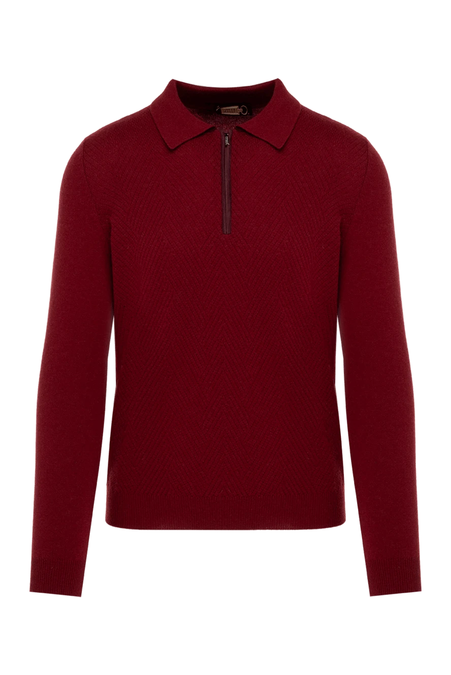 Zilli man cashmere long sleeve polo burgundy for men купить с ценами и фото 153515 - photo 1