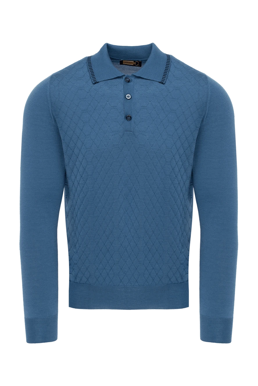 Zilli man silk and cashmere long sleeve polo blue for men купить с ценами и фото 153537 - photo 1