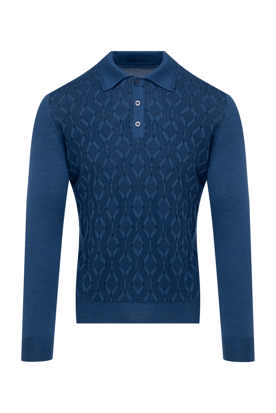 Zilli man long sleeve polo in silk and cashmere blue for men купить с ценами и фото 153543 - photo 1