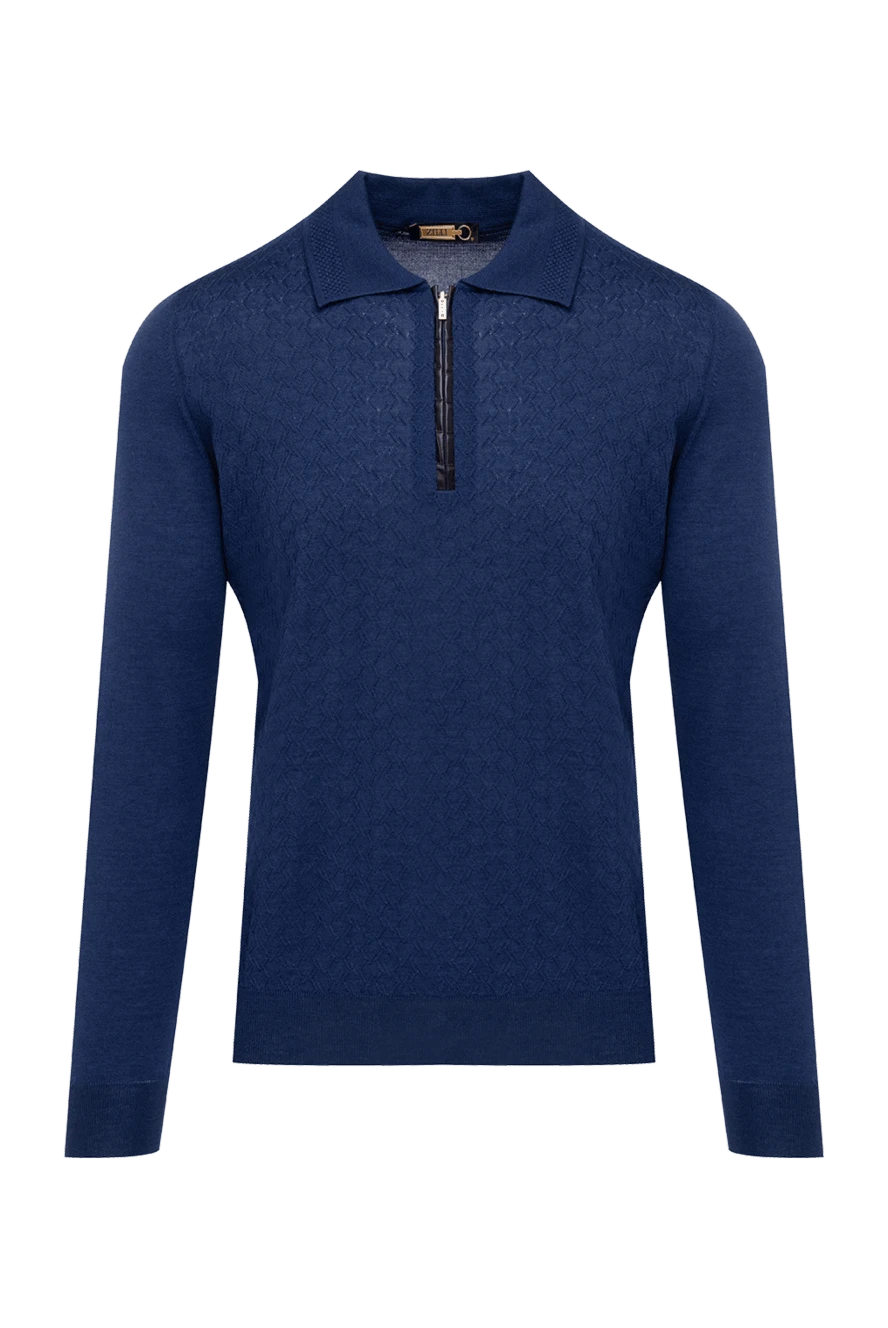 Zilli man long sleeve polo in silk and cashmere blue for men купить с ценами и фото 153544 - photo 1