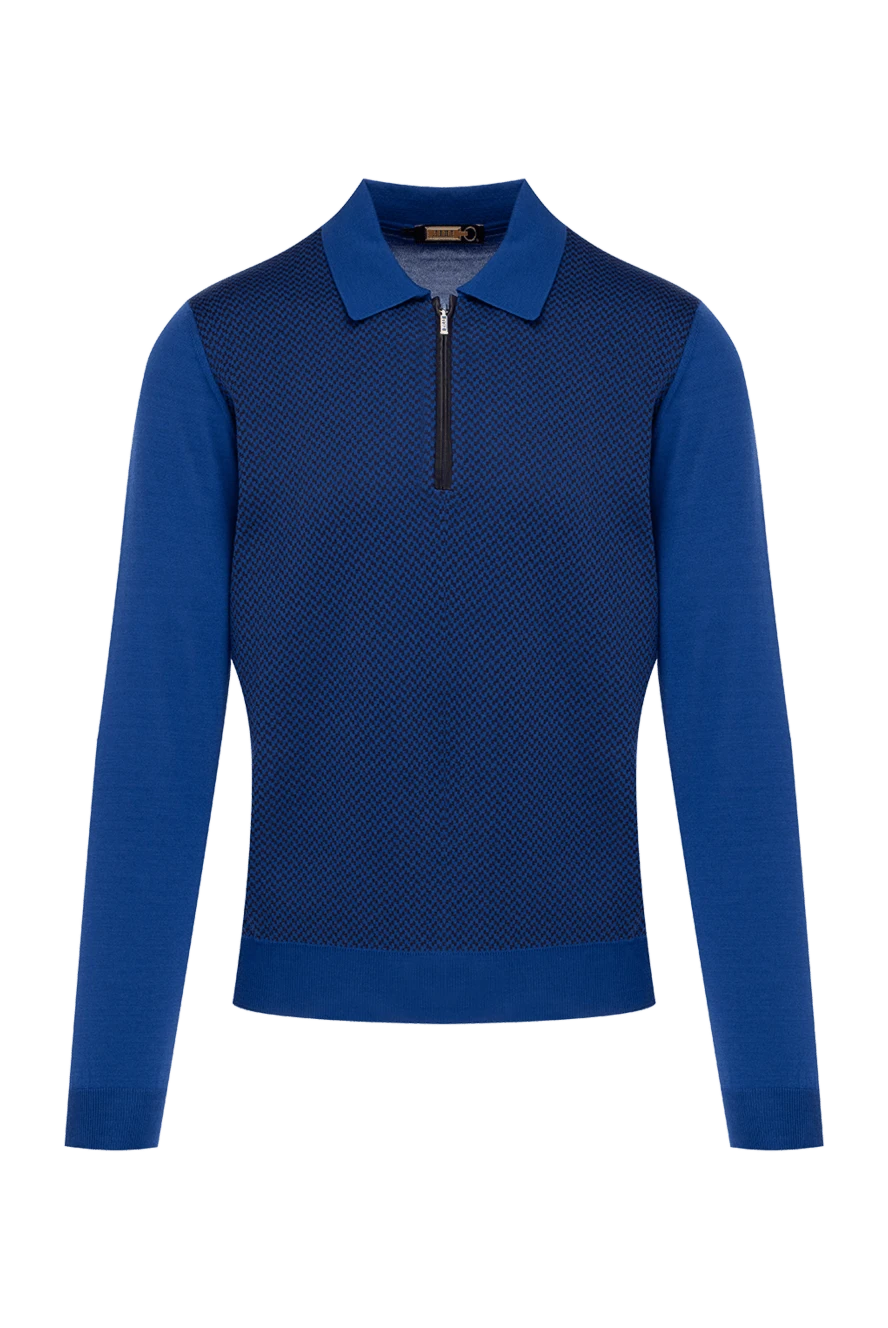 Zilli man long sleeve polo in silk, cashmere and wool blue for men купить с ценами и фото 153546 - photo 1