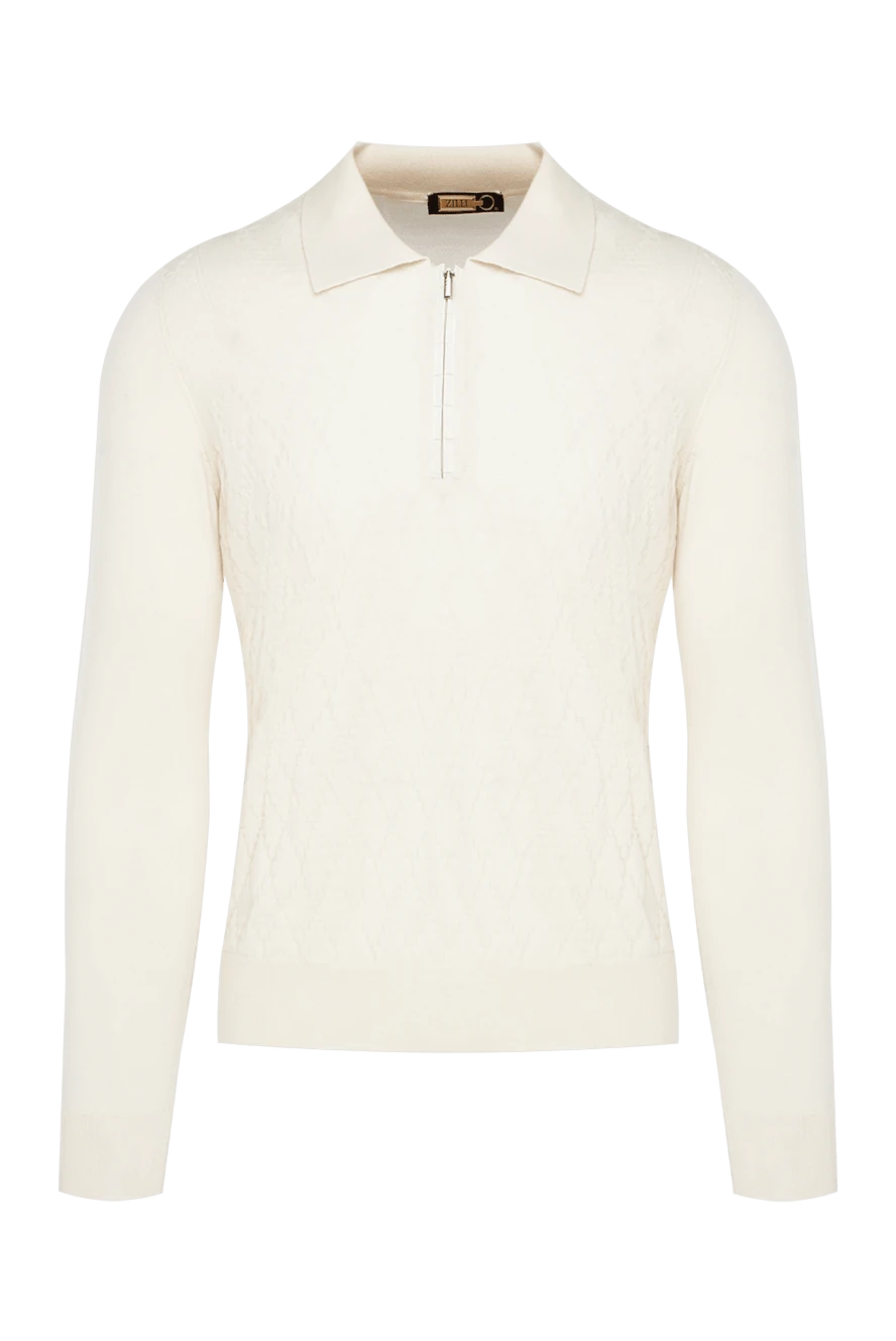 Zilli man long sleeve polo in silk and cashmere white for men купить с ценами и фото 153549 - photo 1