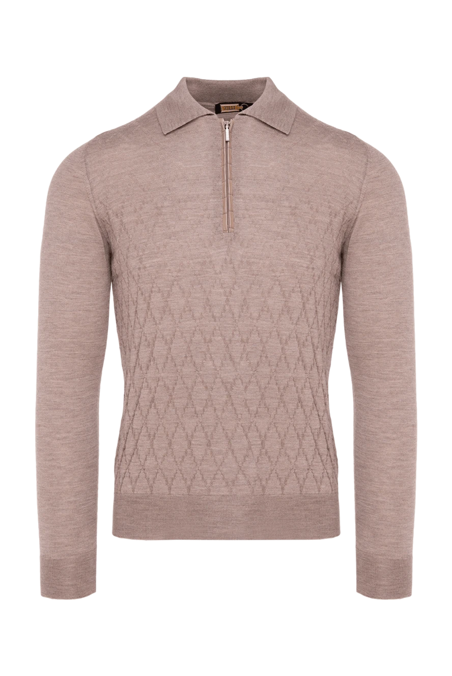 Zilli man long sleeve polo in silk and cashmere beige for men купить с ценами и фото 153550 - photo 1