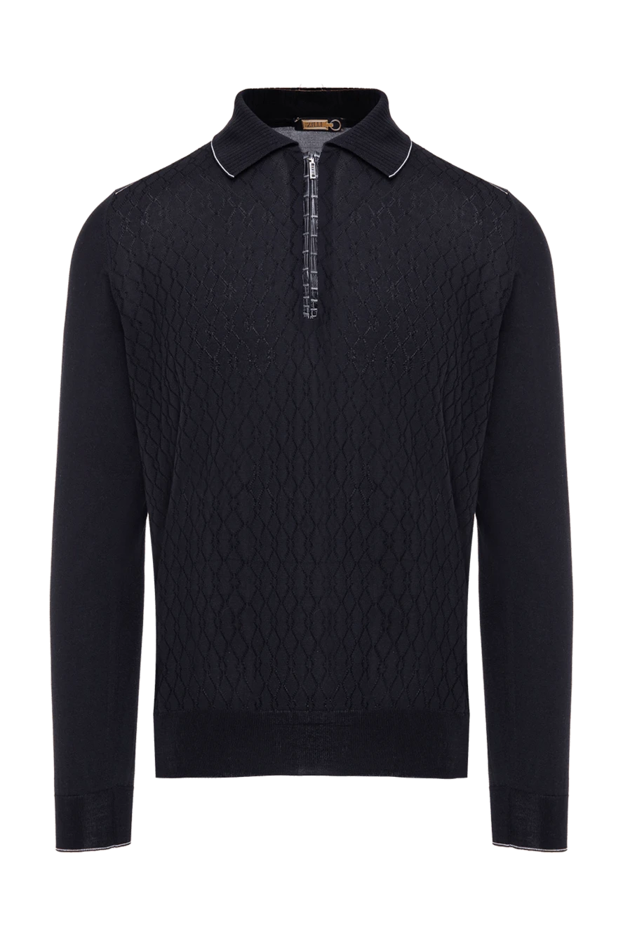 Zilli man long sleeve polo in silk and alligator black for men купить с ценами и фото 153563 - photo 1