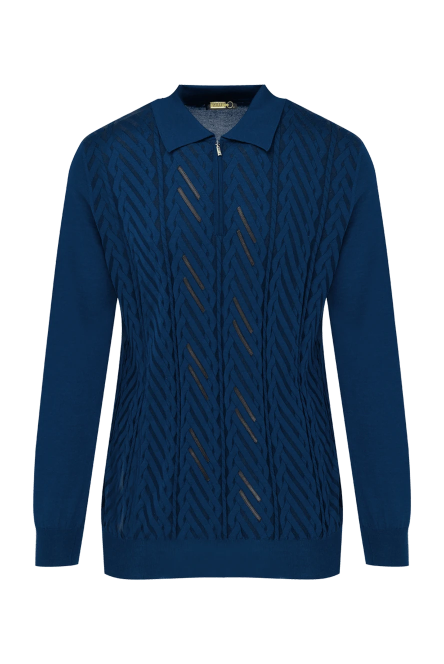 Zilli man long sleeve polo in silk and cashmere blue for men купить с ценами и фото 153570 - photo 1