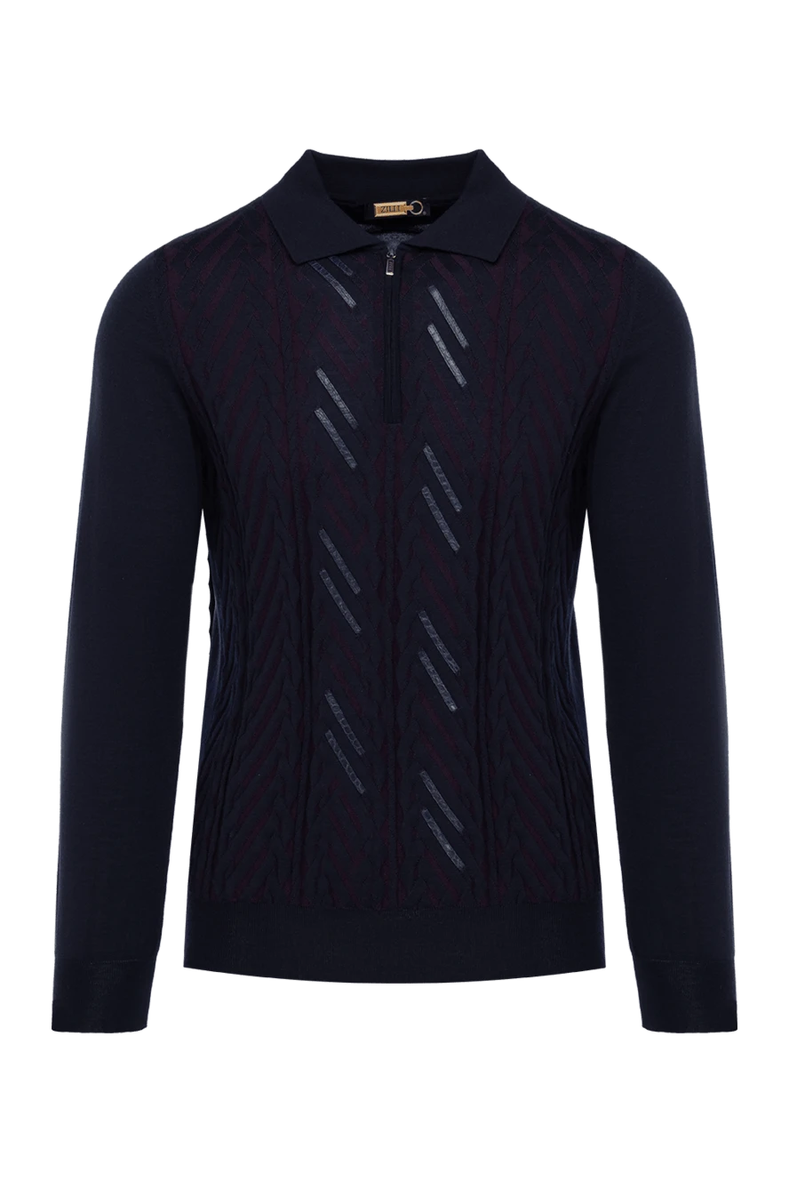 Zilli man long sleeve polo in silk and cashmere blue for men купить с ценами и фото 153573 - photo 1