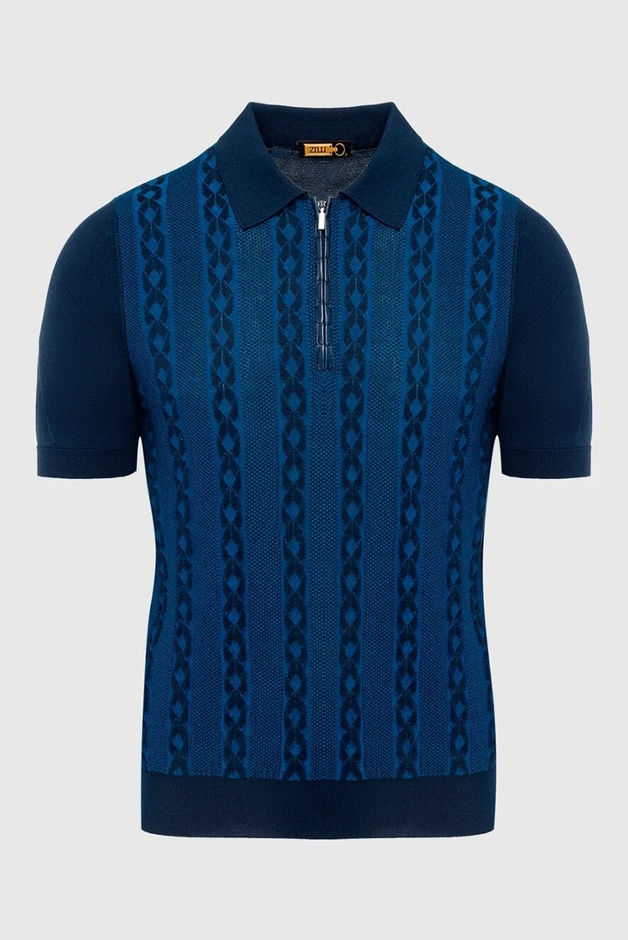 Zilli man silk, cotton and alligator polo blue for men купить с ценами и фото 153586 - photo 1