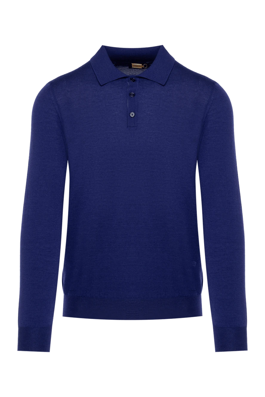 Zilli man long sleeve polo in silk and cashmere blue for men купить с ценами и фото 153591 - photo 1