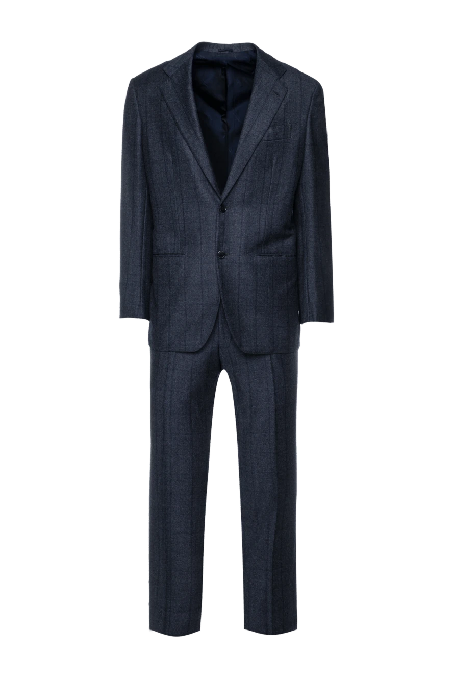 Kiton man men's suit made of wool, blue купить с ценами и фото 154256 - photo 1