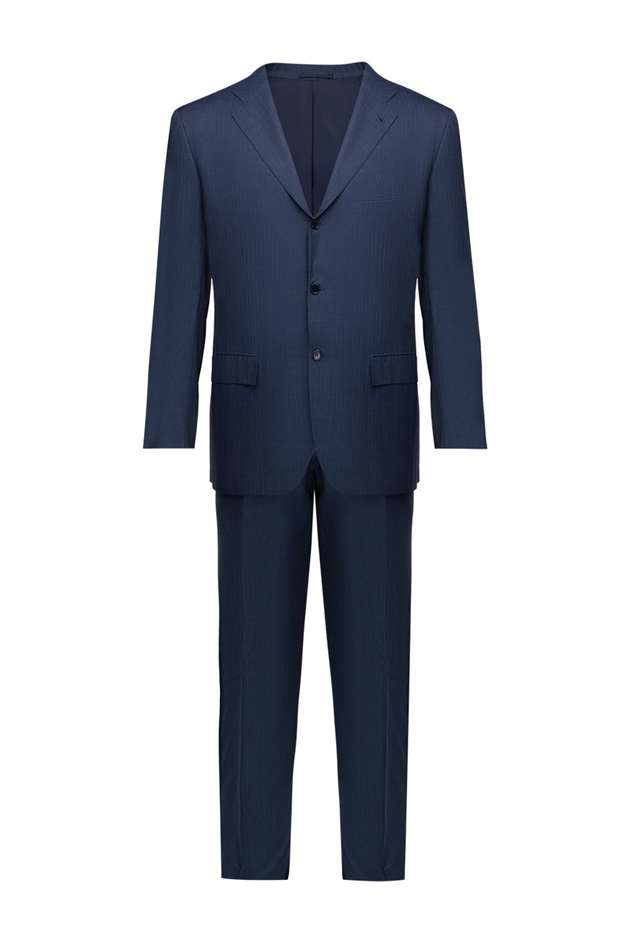 Kiton man men's suit made of wool, blue купить с ценами и фото 154257 - photo 1