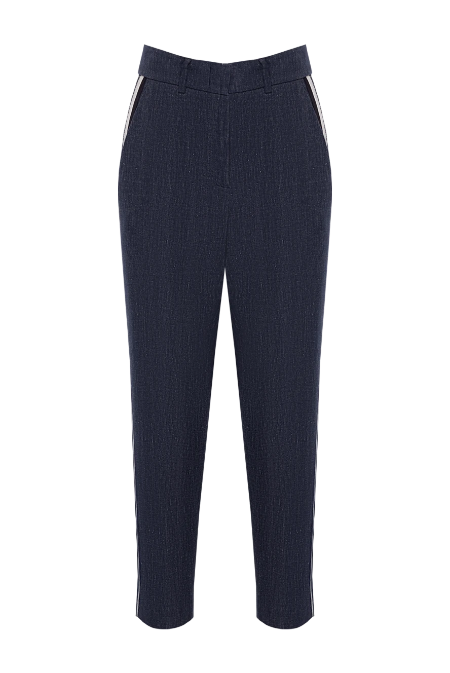 Cappellini woman blue cotton and linen trousers for women купить с ценами и фото 154284 - photo 1