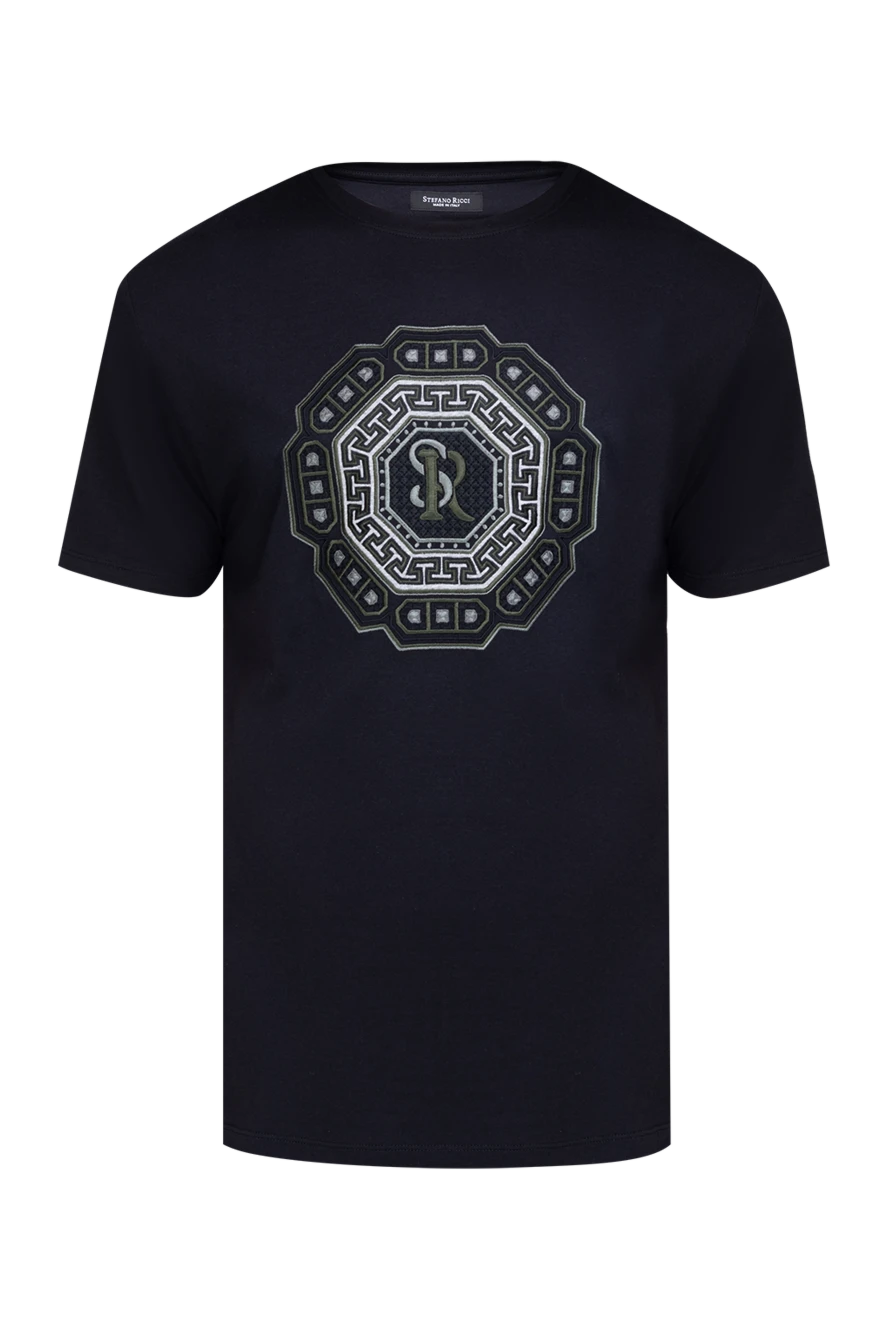 Stefano Ricci футболка из хлопка и модала черная мужская 154399 - фото 1