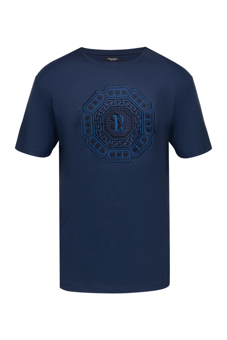 Stefano Ricci футболка из хлопка и модала синяя мужская 154400 - фото 1