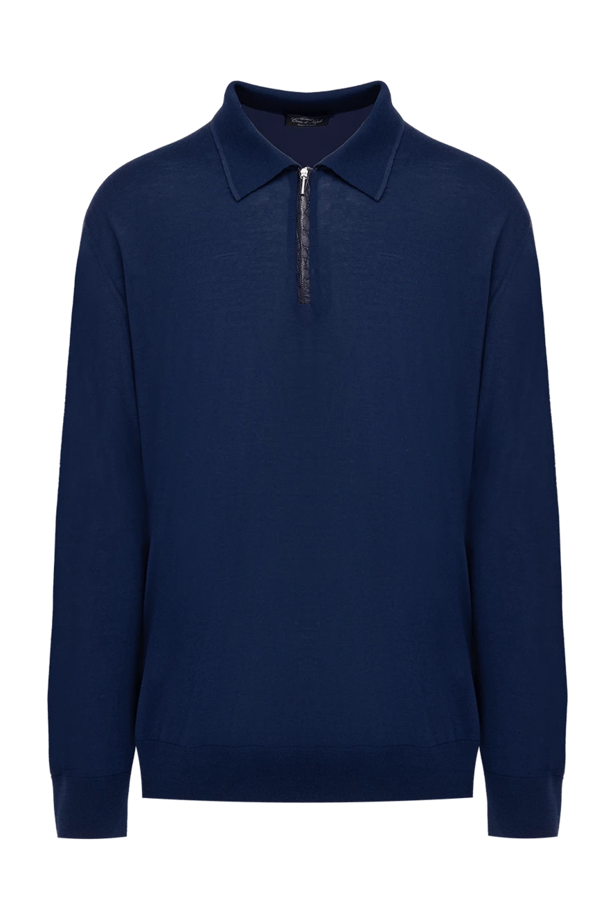 Cesare di Napoli man wool long sleeve polo blue for men купить с ценами и фото 154498 - photo 1