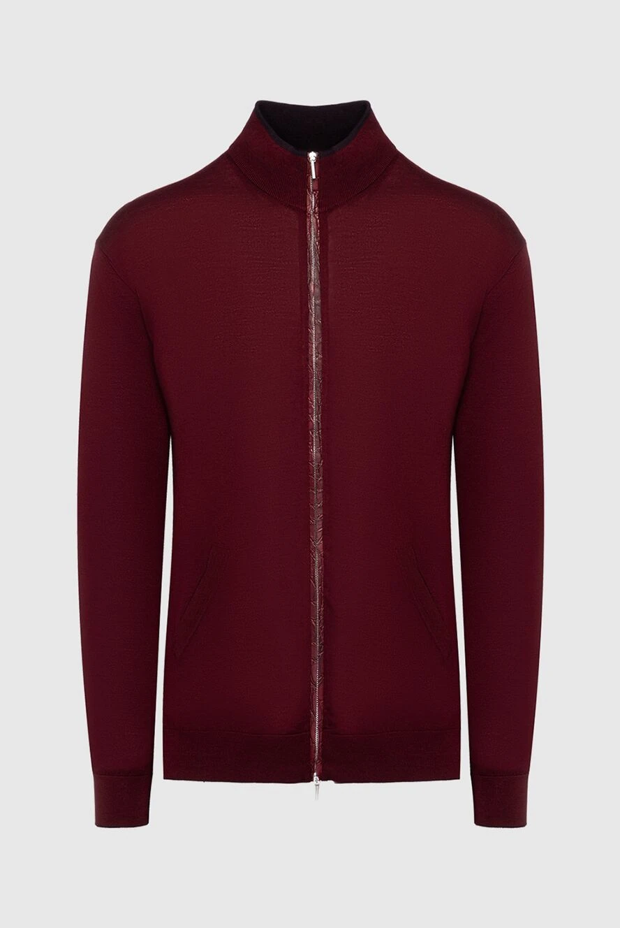 Cesare di Napoli man men's wool cardigan burgundy купить с ценами и фото 154507 - photo 1