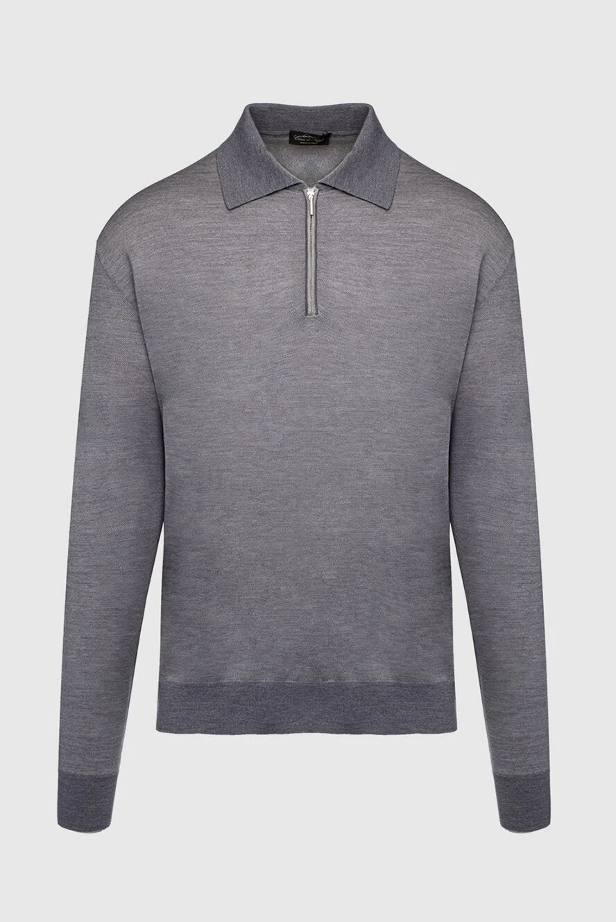 Cesare di Napoli man wool and silk long sleeve polo gray for men купить с ценами и фото 154512 - photo 1