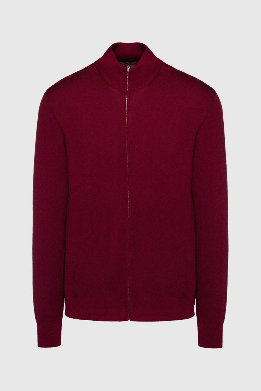 Cesare di Napoli man men's cardigan made of wool and silk, burgundy купить с ценами и фото 154519 - photo 1