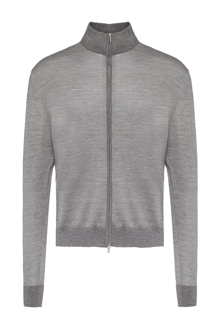 Cesare di Napoli man men's cardigan made of wool and silk, gray купить с ценами и фото 154521 - photo 1