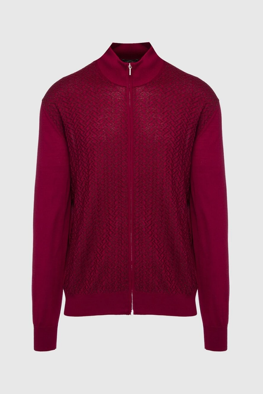 Cesare di Napoli man men's cardigan made of wool and silk, burgundy купить с ценами и фото 154532 - photo 1