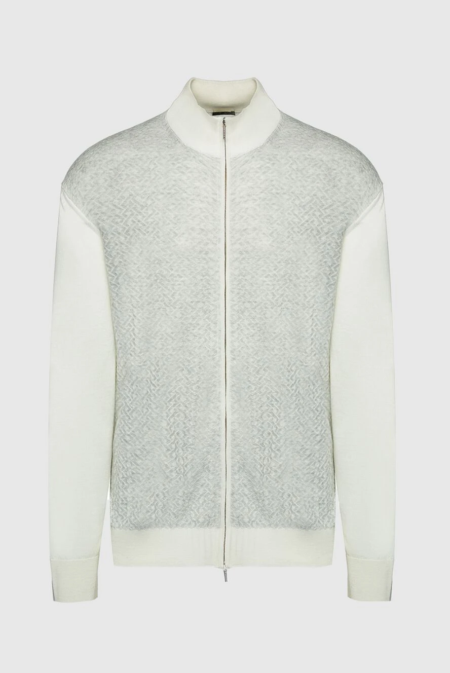 Cesare di Napoli man men's cardigan made of wool and silk, white купить с ценами и фото 154533 - photo 1