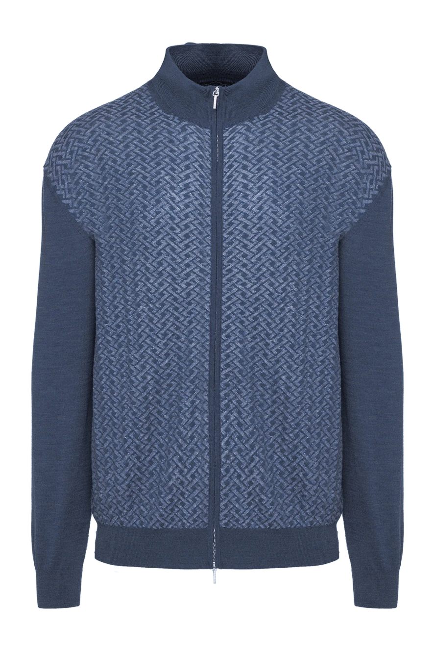 Cesare di Napoli man men's cardigan made of wool and silk blue купить с ценами и фото 154536 - photo 1