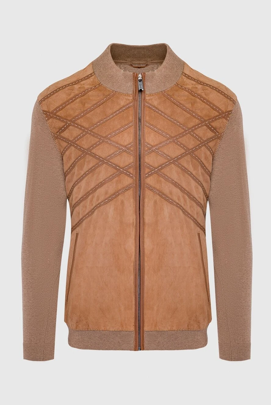 Torras кардиган мужской из замши коричневый 154560 - фото 1