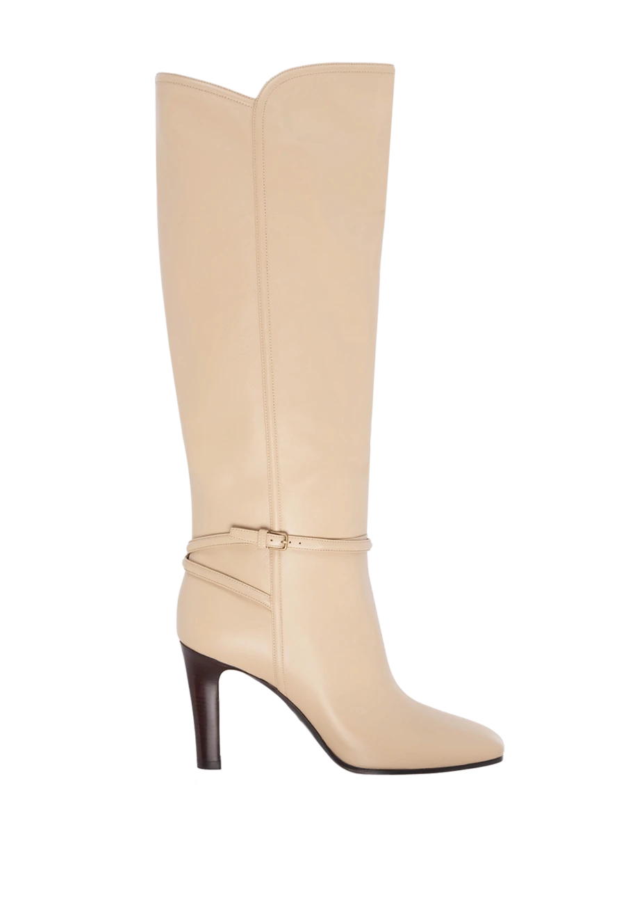 Saint Laurent woman beige leather boots for women купить с ценами и фото 154798 - photo 1