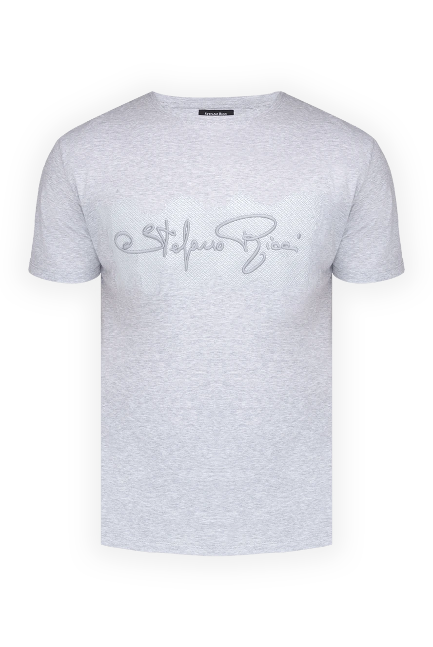 Stefano Ricci ерлерге арналған сұр мақта-мата футболка 154891 - фото 1