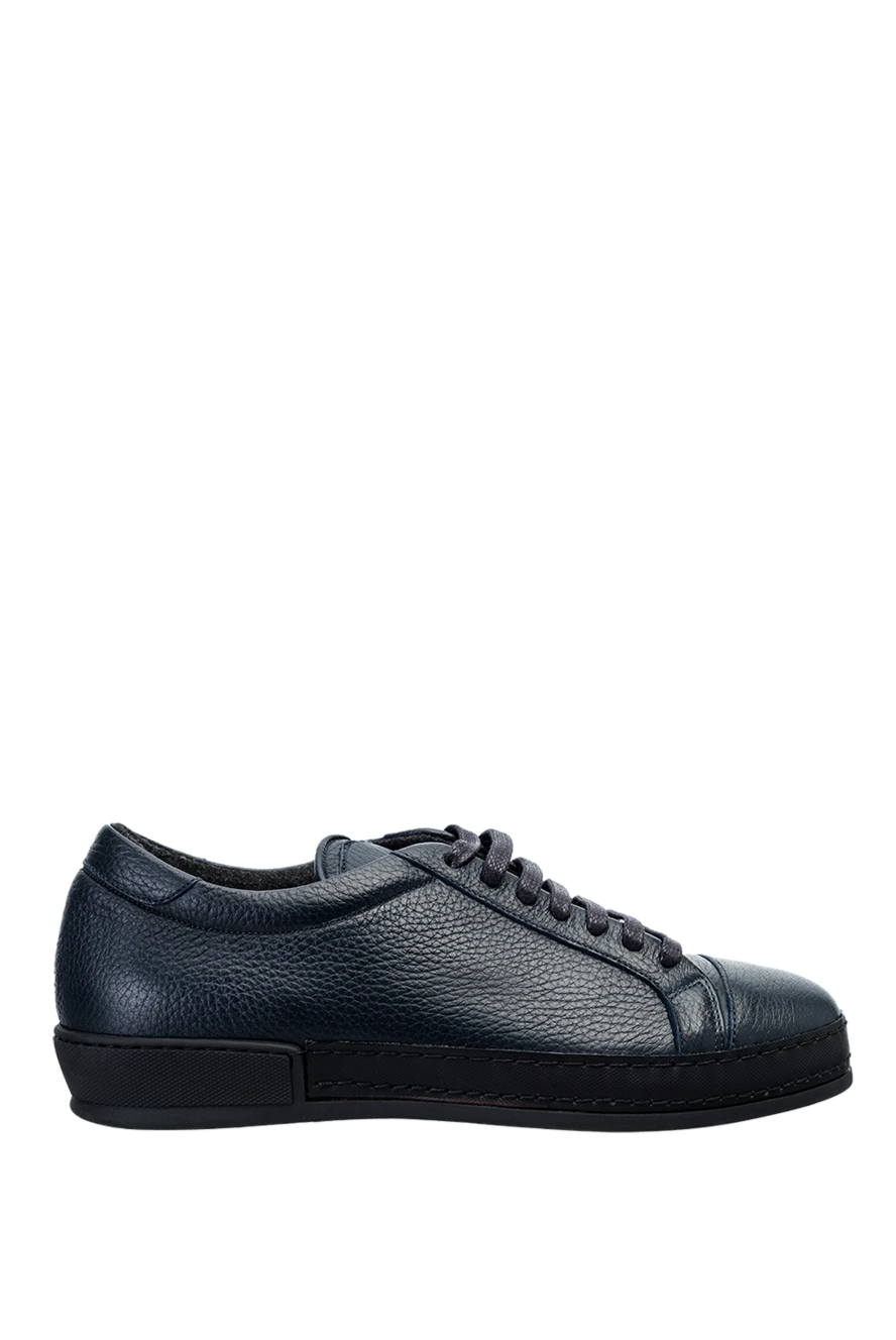 Cesare di Napoli man blue leather sneakers for men купить с ценами и фото 155005 - photo 1