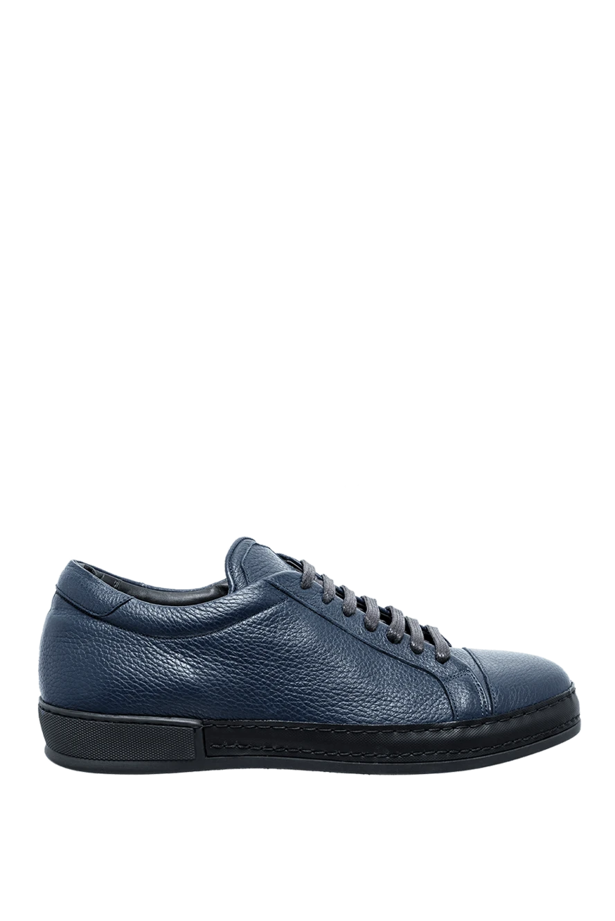 Cesare di Napoli man blue leather sneakers for men купить с ценами и фото 155006 - photo 1