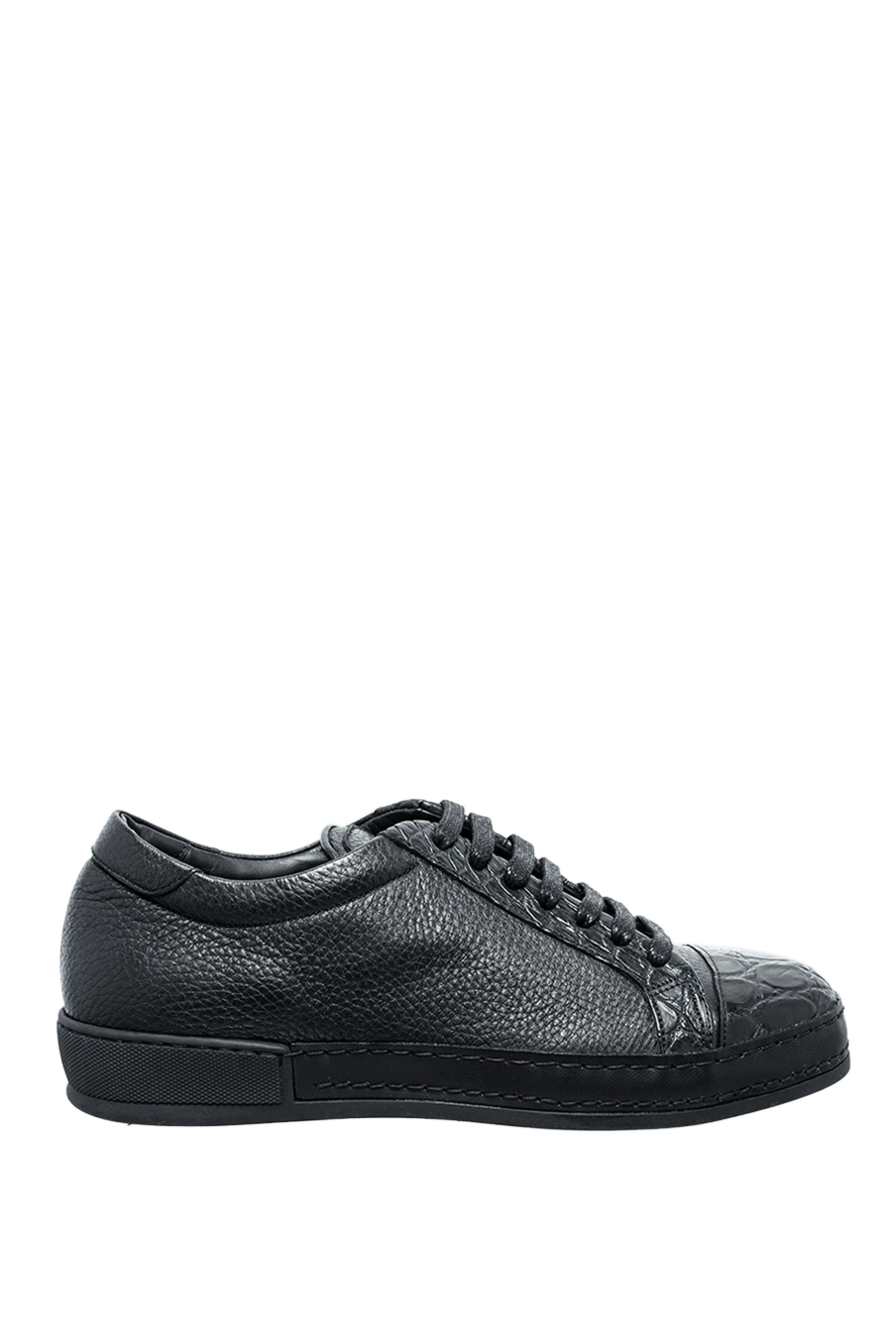 Cesare di Napoli man black leather sneakers for men купить с ценами и фото 155009 - photo 1