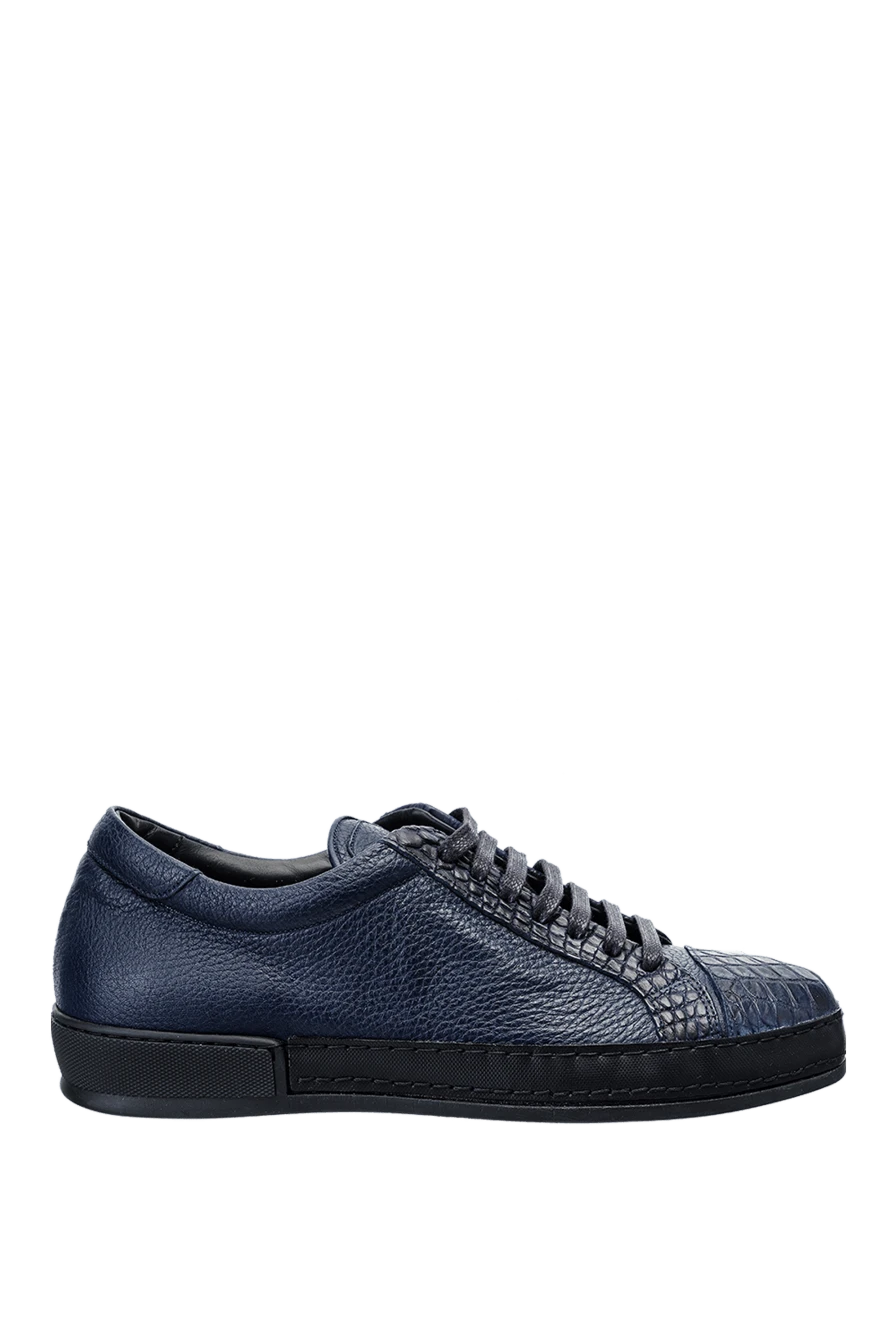 Cesare di Napoli man blue leather sneakers for men купить с ценами и фото 155010 - photo 1