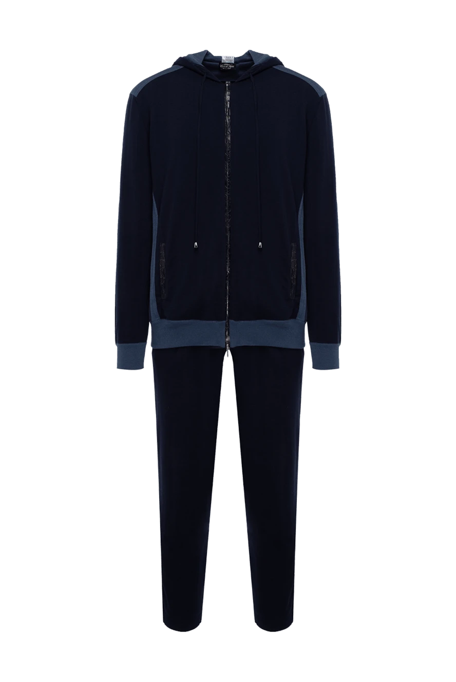 Cesare di Napoli man men's sports suit made of wool, silk and cashmere, blue купить с ценами и фото 155018 - photo 1