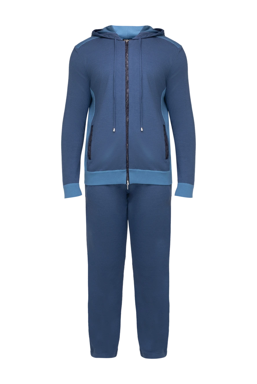 Cesare di Napoli man men's sports suit made of wool, silk and cashmere, blue купить с ценами и фото 155019 - photo 1