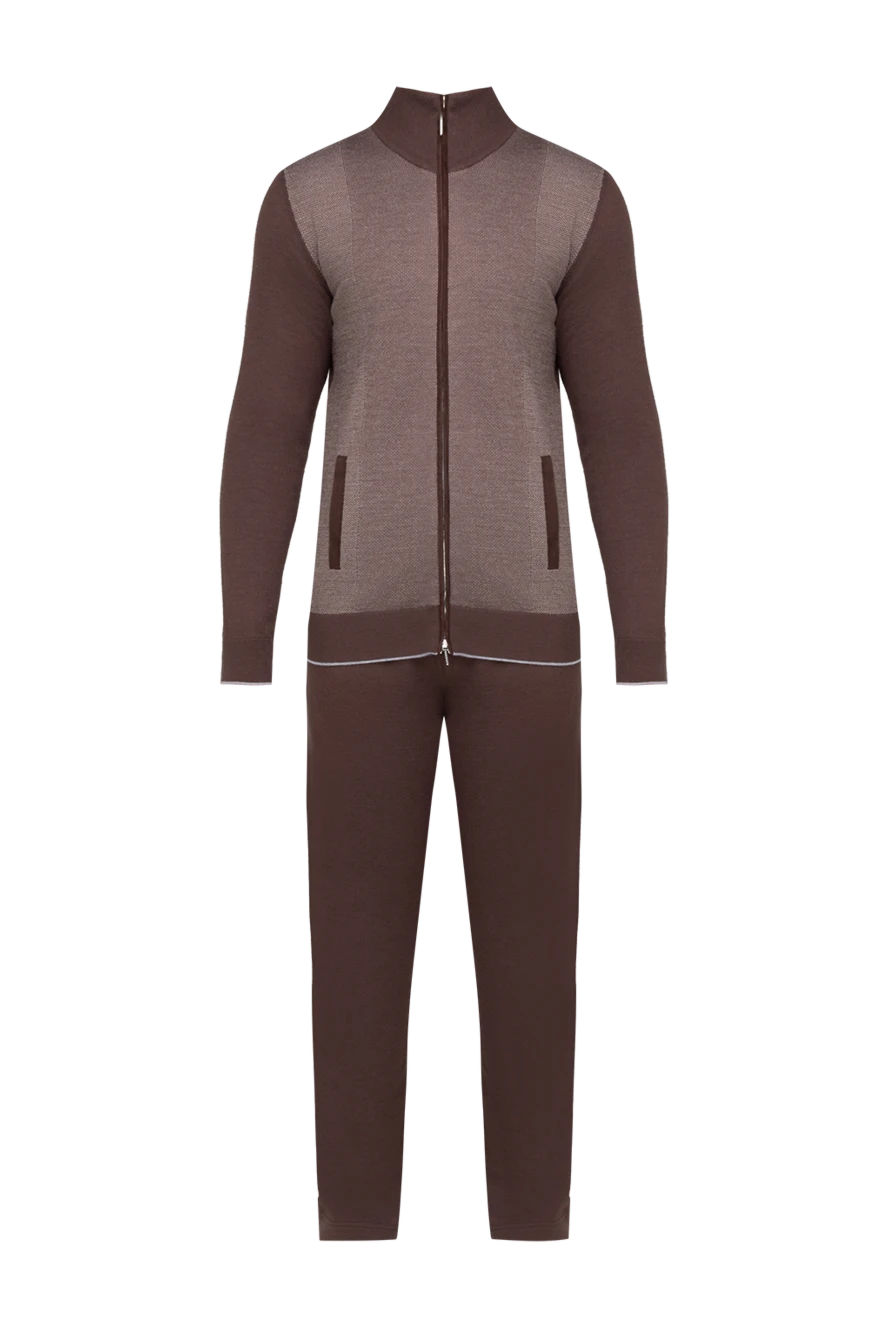 Cesare di Napoli man men's sports suit made of wool, silk and cashmere, brown купить с ценами и фото 155022 - photo 1