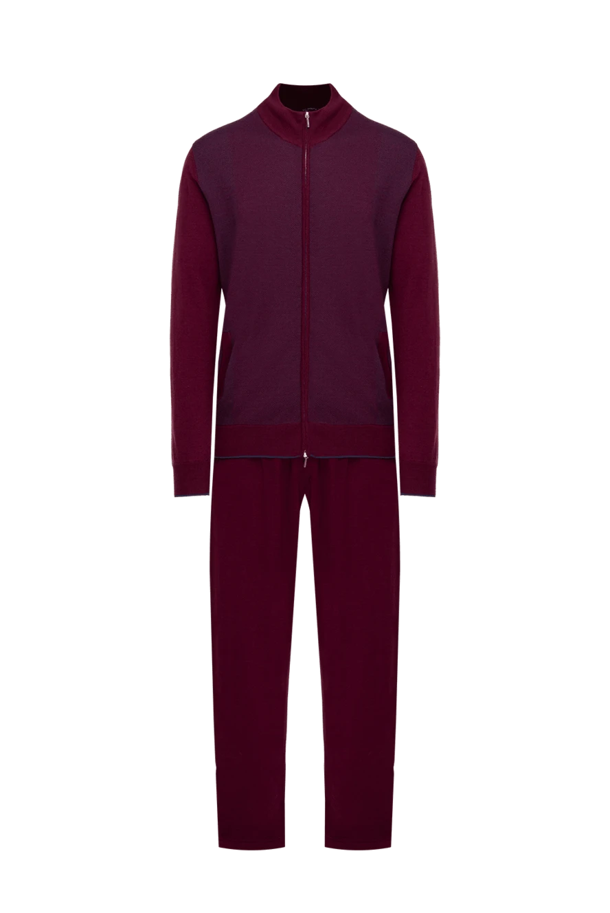 Cesare di Napoli man men's sports suit made of wool, silk and cashmere, burgundy купить с ценами и фото 155023 - photo 1