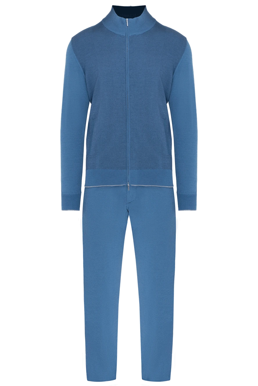 Cesare di Napoli man men's sports suit made of wool, silk and cashmere, blue купить с ценами и фото 155024 - photo 1