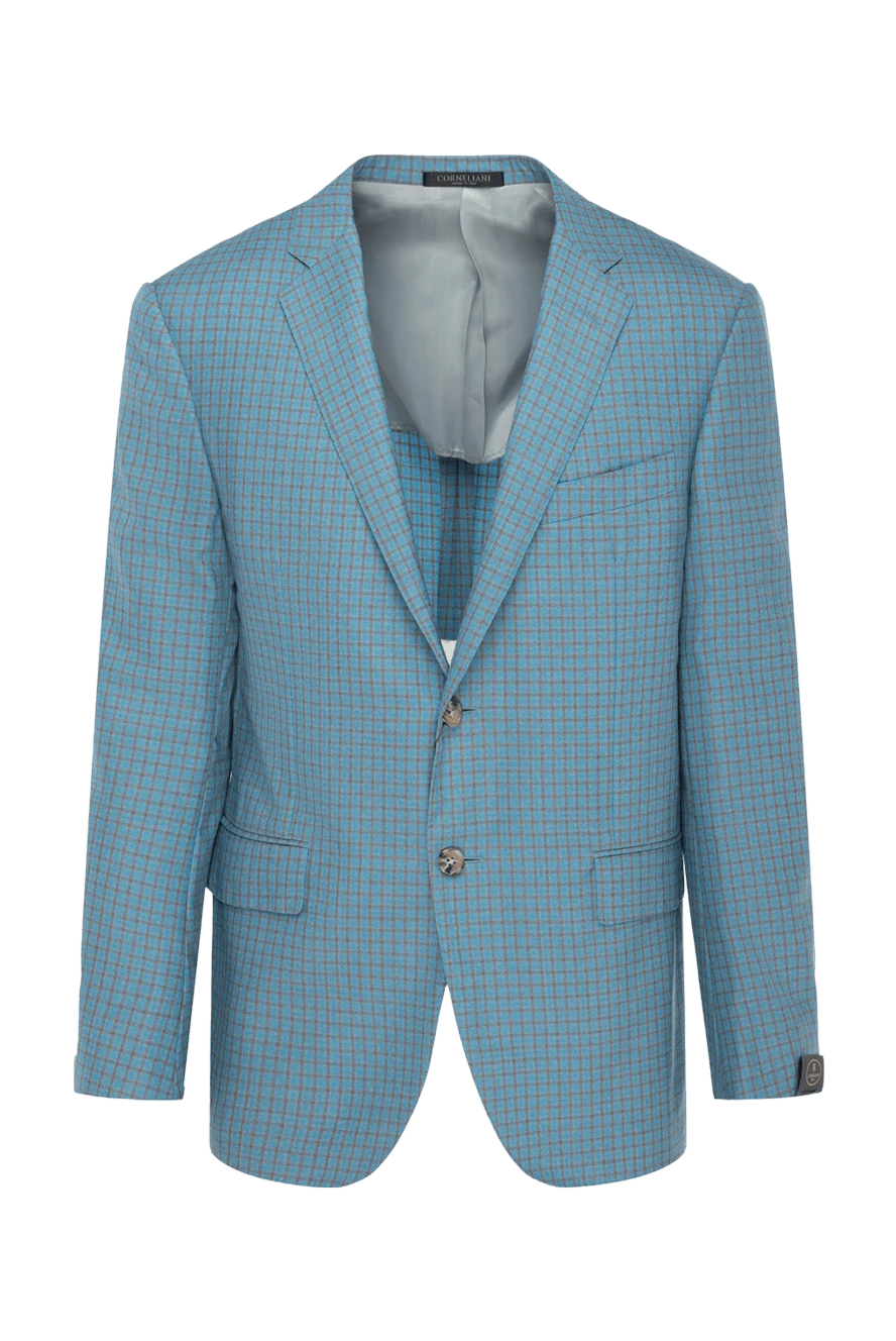 Corneliani man men's blue wool and silk jacket купить с ценами и фото 155031 - photo 1