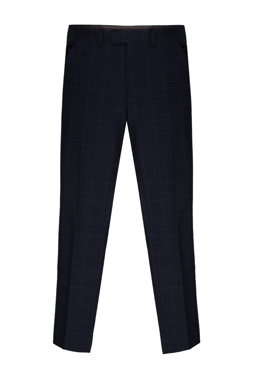 Corneliani man blue wool and elastane trousers for men купить с ценами и фото 155067 - photo 1