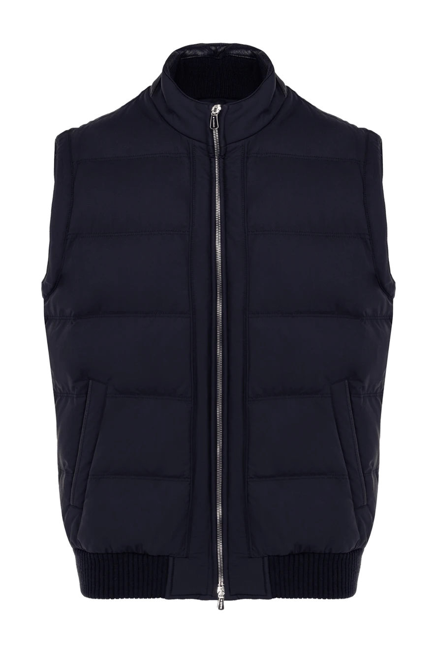 Enrico Mandelli мужской жилет из шелка утепленным пухом тёмно-синий на молнии
155106 - фото 1