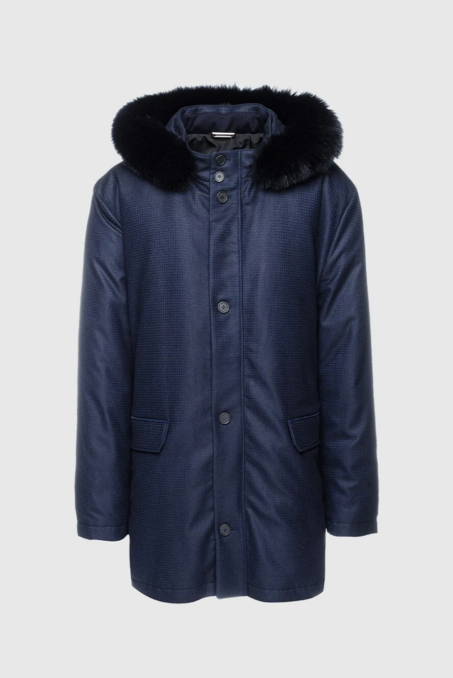 Stefano Ricci пуховик мужской из кашемира и шерсти синий 155175 - фото 1