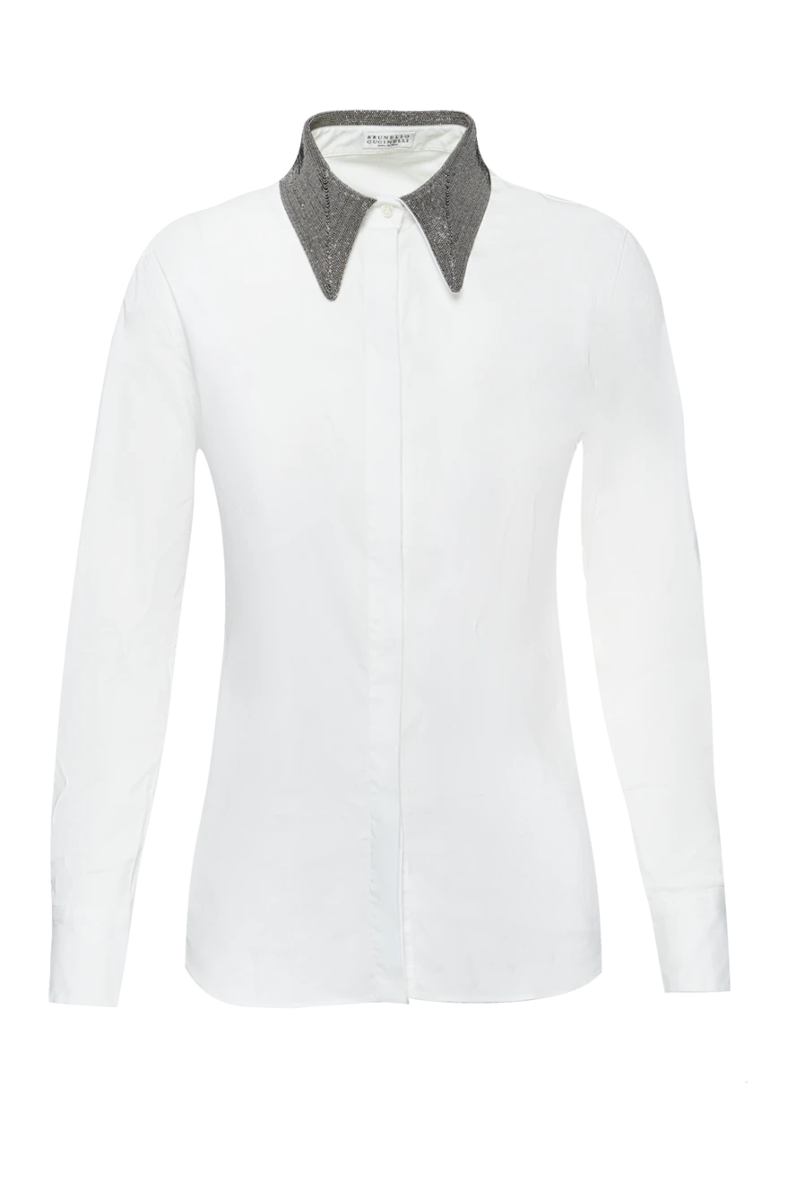 Brunello Cucinelli woman white cotton and polyamide shirt for women купить с ценами и фото 155214 - photo 1