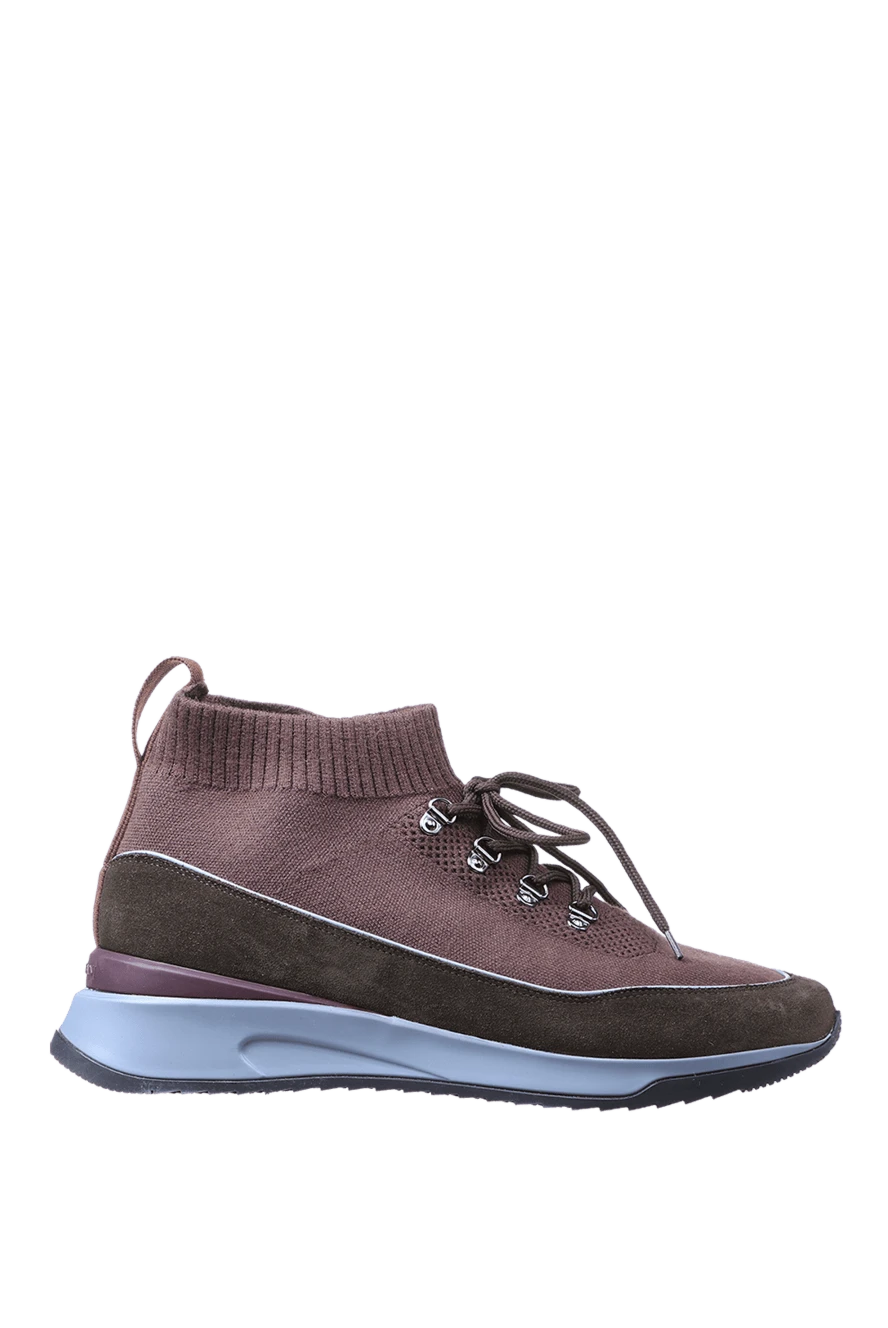 Corneliani man sneakers in textile and suede brown for men купить с ценами и фото 155255 - photo 1