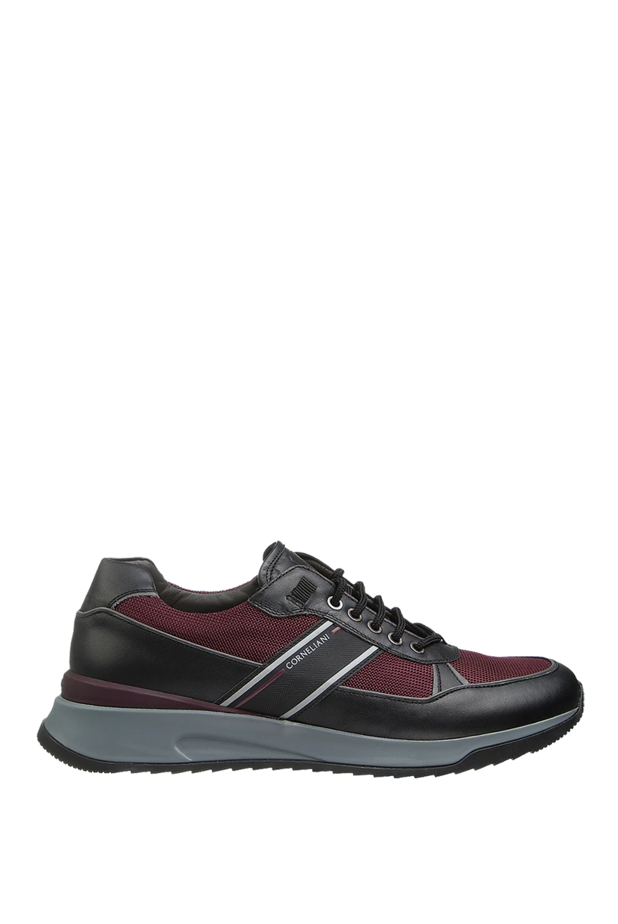 Corneliani man textile and leather sneakers burgundy for men купить с ценами и фото 155257 - photo 1