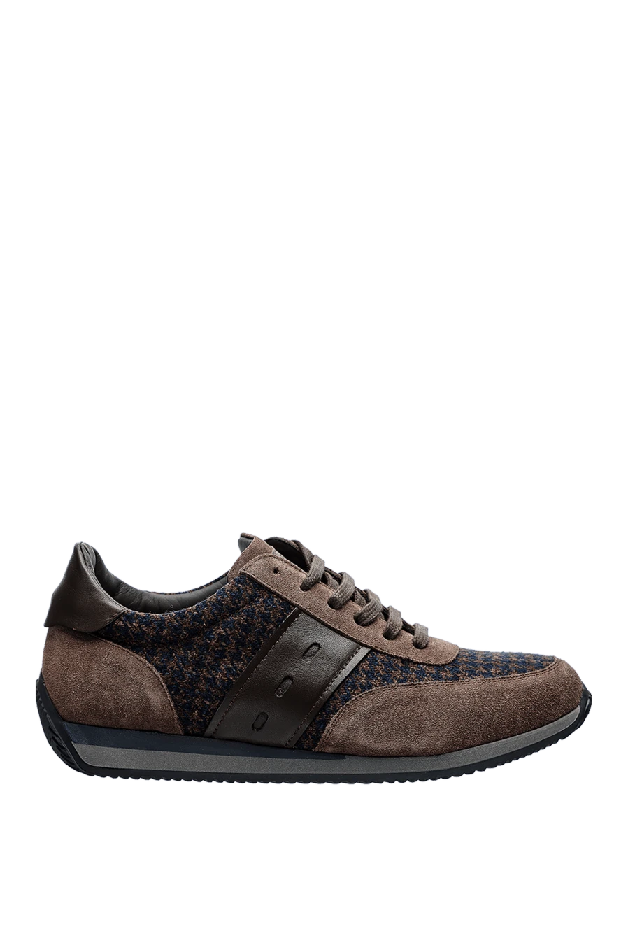 Corneliani man brown leather and wool sneakers for men купить с ценами и фото 155259 - photo 1