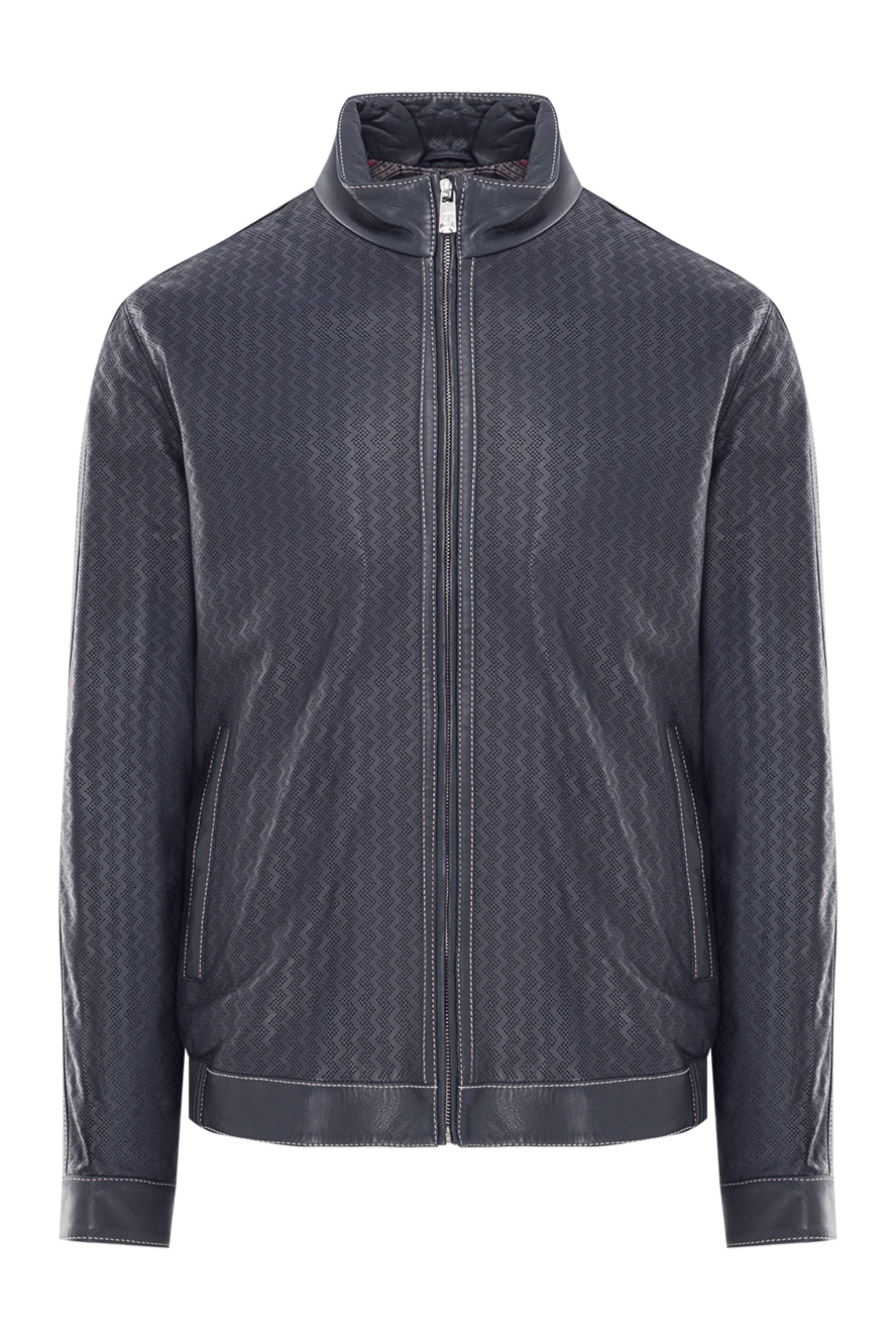 Torras куртка кожаная синяя с узорчатой перфорацией мужская 155299 - фото 1