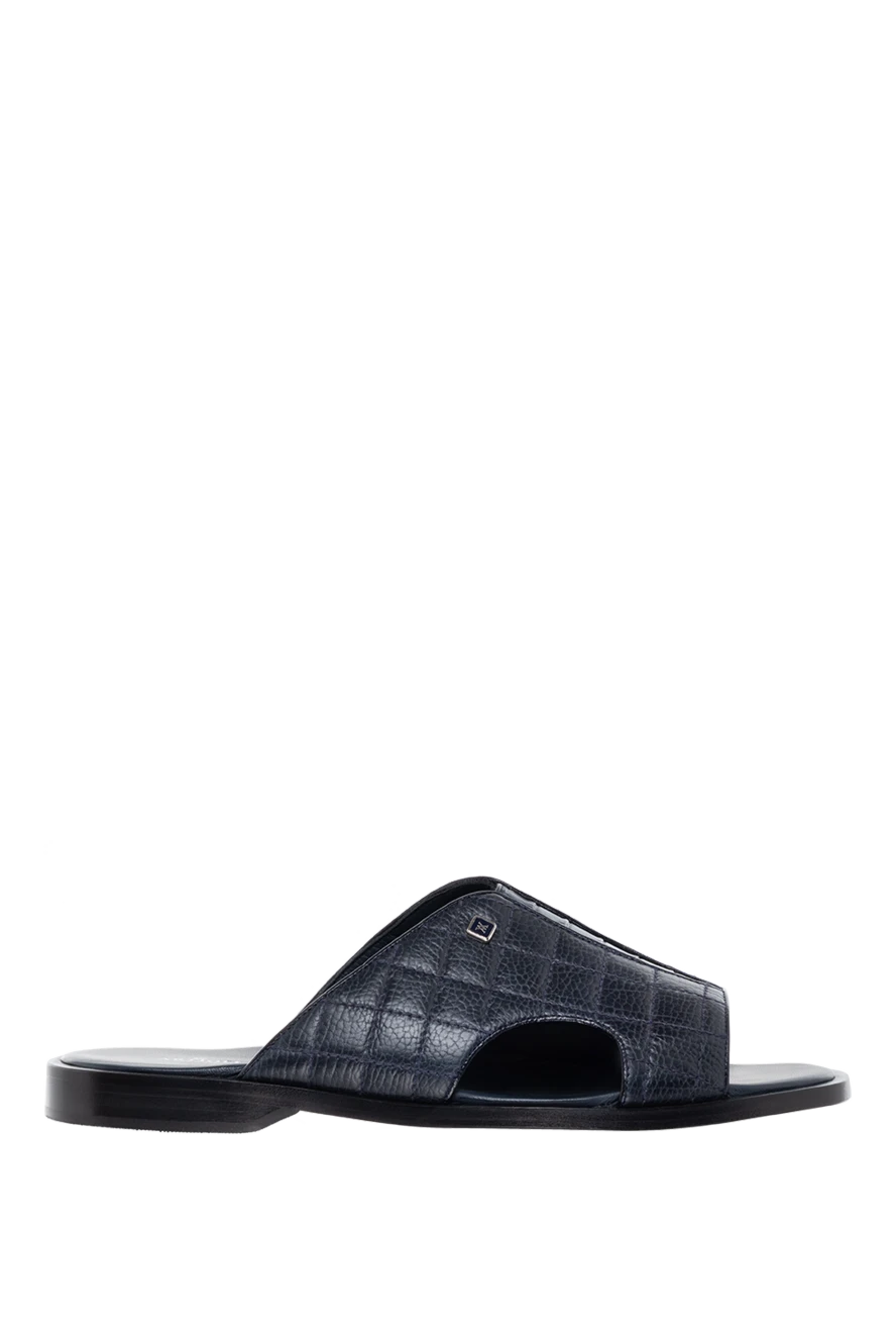 Artioli шлепанцы из кожи крокодила синие с акцентной декоративной вставкой мужские 155322 - фото 1