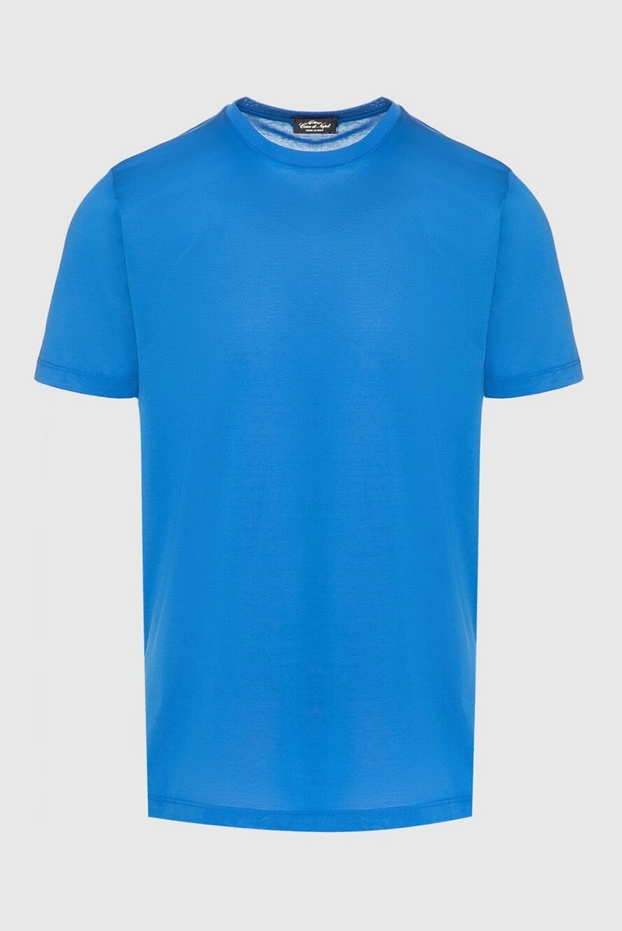 Cesare di Napoli man blue cotton t-shirt for men купить с ценами и фото 155373 - photo 1